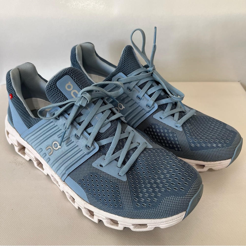 On Running Women's Light Blue and White Cloudswift Sneakers